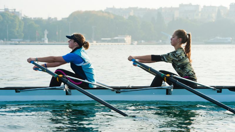 rowing in river